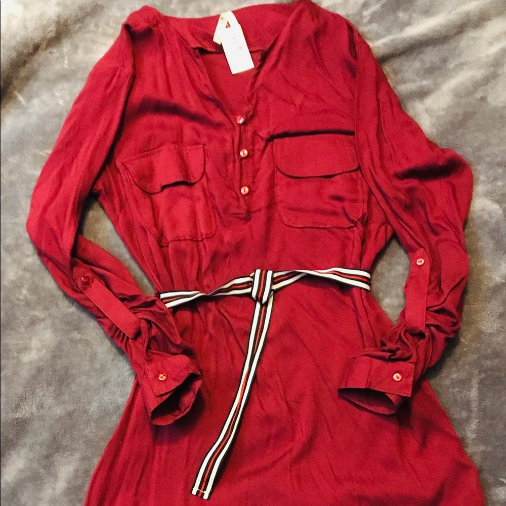 Casual button burgundy dress. Never used!!